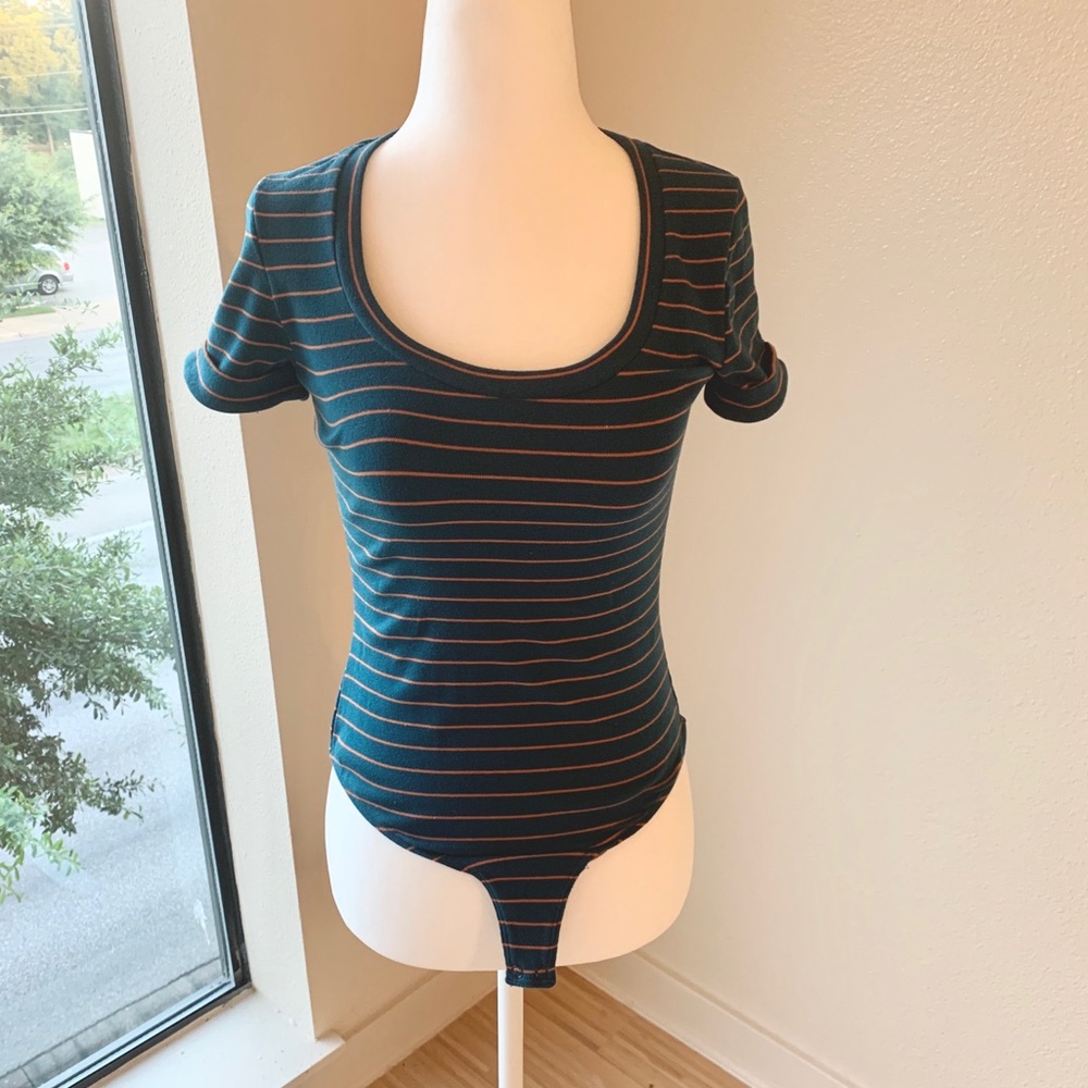NWT Navy with Orange Striped Bodysuit
